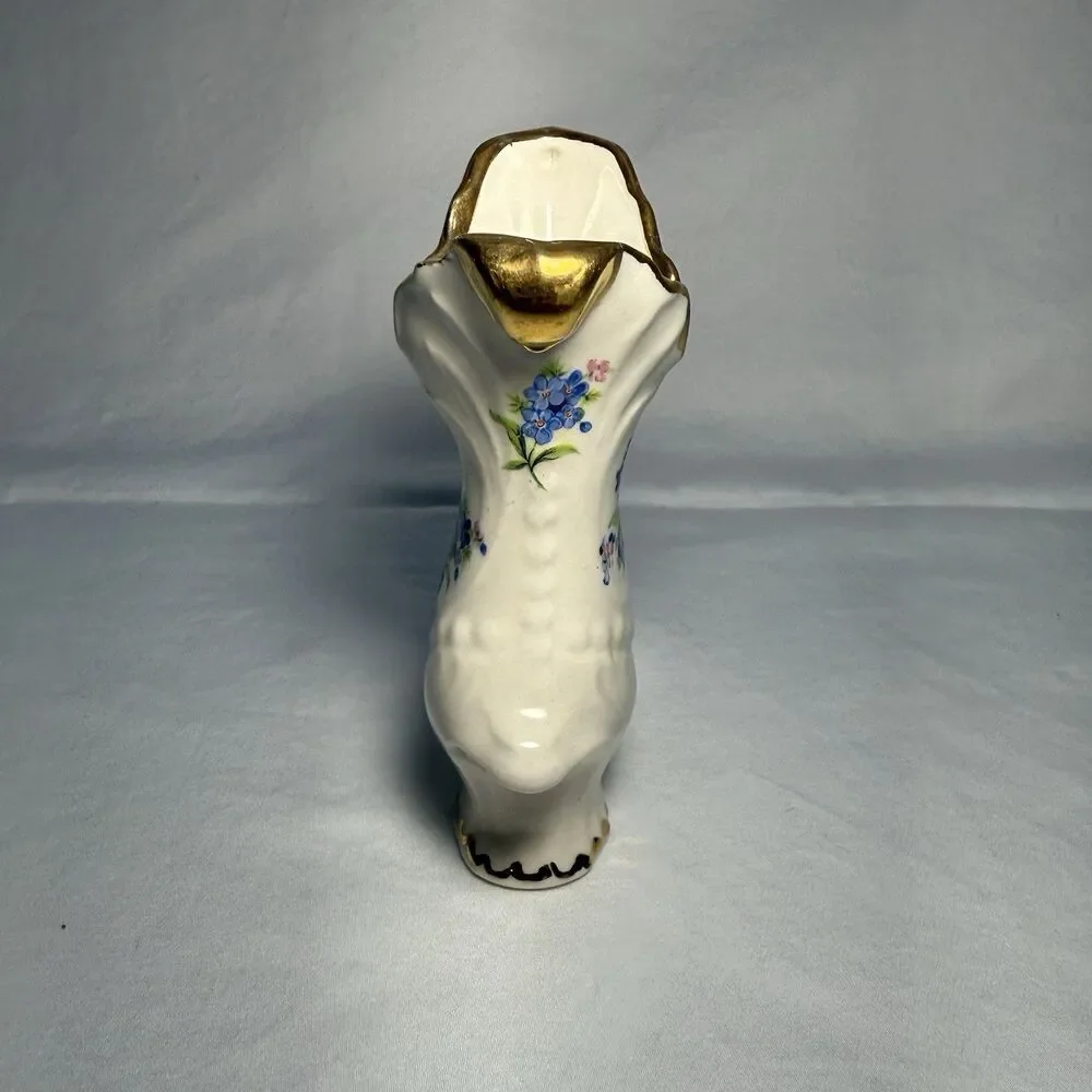 Vintage 22 Karat Gold Holley Ross Italian Porcelain Boot Shoe Vase 5” Tall